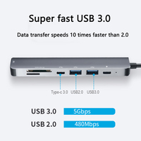 Hub USB-C 7 en 1 Justlink, HDMI 4K, Carga Rápida PD de 100W, USB 3.0, Estación de Acoplamiento SD/TF para Oficina, Hogar, Laptop, HDTV