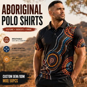 Aboriginal Polo Shirts Custom Logo Quick Dry Polo Shirt UPF 50 Indigenous Art <b>Inspired</b> Design - Product Image 1