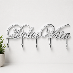 Luxury Silver "Dolce Vita" <b>Wall</b> Mounted <b>Coat</b> Hook <b>Rack</b> for Clothes Hanger and Entryway Key Holder Available at Wholesale Price - Product Image 1