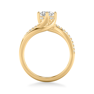 แหวนหมั้นทองคำขาว 10K 18K รูปไข่ ประดับเพชรเลี้ยงในห้องปฏิบัติการ ดีไซน์เกลียวแหวก แหวนแต่งงานประดับเพชรด้านข้าง สำหรับผู้หญิง - Product Image 3