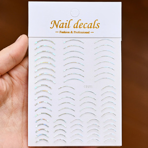 Autocollants 3D à rayures courbes pour ongles, motif rose doré, bandes géométriques pour manucure, vente chaude - Product Image 5