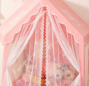 Fabrikneues Oxford-Spielzelt für Kinder mit Pom-Pom-Spitzenbesatz, gemütliche Indoor-Versteckhöhle 100 cm für Kleinkinder und Kinderzimmer zum Schlafen - Product Image 4