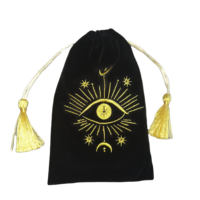 Sacs de rangement pour cartes de tarot en velours avec logo brodé, pochettes cadeaux en velours à pompon pour cartes d'oracle