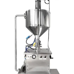 Semi Pneumatic Piston Paste Filling Machine With Heating Mixing Hopper Chocolate Honey Liquid Cream Beverage Filler