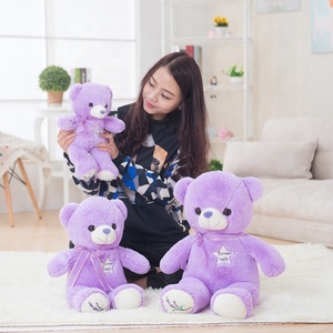Boneka Hewan Bulu Lembut Terbaru, Boneka Beruang Teddy Ungu Cantik dengan Kulit Berbahan Kulit, Boneka Bulu Lucu - Product Image 3
