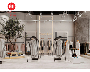 Estante de Exhibición de Ropa de Lujo Personalizado, Estantes de Metal Montados en la Pared para Tiendas de Ropa, Diseño Interior de Armarios de Lujo - Product Image 4