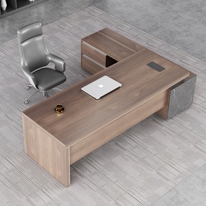 High-End Luxury Large MDF Wooden Executive Office <b>Desk</b> L-Shape CEO Boss Table Modern Home/Workstation Furniture - Product Image 3