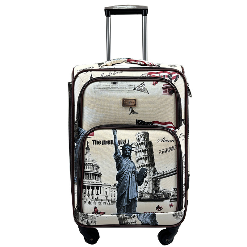 High Quality Leather Travel Luggage Travelling Hand Bags Carry on Type Trolley Luggage Password Suitcase Cabin Luggage Suitcase