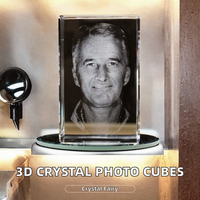 Cube de cristal personnalisé gravé au laser en 3D avec style vintage pour la décoration de la maison et les familles et les animaux de compagnie