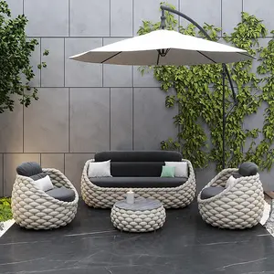 Fulin đồ nội thất wicker cong đồ nội thất ngoài trời mô-đun Garten cắt nhỏ sofa bên ngoài ngồi Bộ tre