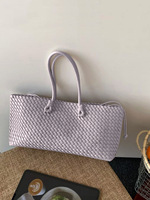 Sac fourre-tout d'épaule pour femme, grande capacité, en polyester tissé à la main, avec double anse et fermeture à cordon, élégant et polyvalent, idéal pour les trajets quotidiens