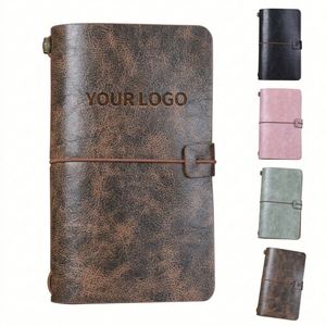 Libreta de PU con Logotipo Personalizado ODM, Diario A6 de Cuero Vintage para Escribir, Cuaderno de Viaje Diario con Banda Elástica, Regalo con Logotipo para Escribir - Product Image 1