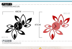 Vendita calda 3D albero foglie forma di carta da parati geometrica acrilico specchio orologio arte decorazione alla moda per la casa - Product Image 5