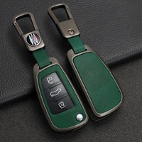 Cover per Chiave Auto in Lega di Zinco e Pelle Vintage per Audi A3 Q3 Q2L A6L Modello Vecchio, Custodia Protettiva per Chiave Remota a 3 Pulsanti con Cinturino