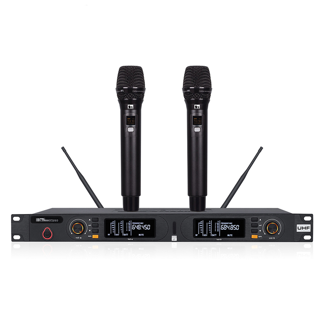 High Quality Dual Channel UHF Wireless Microphone System Professional Lavalier Microphone