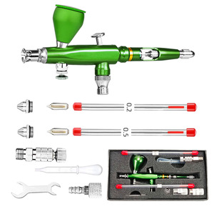 Aérographe M180 0,2-0,5 mm à double action et alimentation par gravité pour travaux artistiques et modélisme, portable avec réglages de vitesse ajustables - Product Image 1