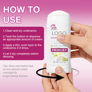 Crème hydratante à la niacinamide certifiée ISO GMP, bloque la transpiration, contrôle les odeurs, atténue les taches sombres, stick anti-transpirant 48 heures - Product Image 3