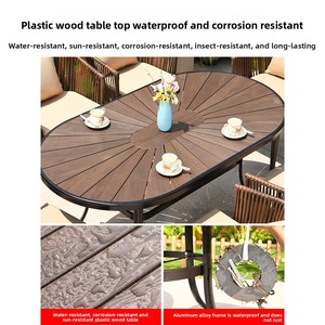 Ensemble table et chaises <span class=keywords><strong>de</strong></span> <span class=keywords><strong>jardin</strong></span> <span class=keywords><strong>en</strong></span> rotin tressé PE, résistant aux intempéries et imperméable, pour terrasse et cour - Product Image 2