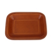 Plateau de rangement de luxe moderne et écologique en cuir tanné végétal fait main à double couche pour la maison, le salon, ou comme cadeau de mariage