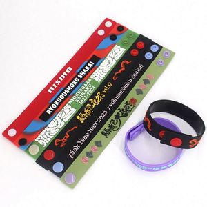 Factory Wholesale Custom logo Embossed Relief PVC <b>Bracelet</b> with <b>Adjustable</b> Size PVC Wristband Strap and Plastic Button - Product Image 1