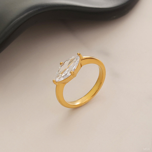 Anillo de Acero Inoxidable Chapado en Oro de 18K, Impermeable, con Piedra Natural de Ojo de Caballo <span class=keywords><strong>Grande</strong></span>, Chapado en Oro de 18K, a la Moda - Product Image 4