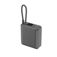 Batterie externe ultra-mini 10000mAh Li-Polymère avec logo personnalisé, ignifuge, câble Type-C intégré, écran LED, approuvée par les compagnies aériennes, portable