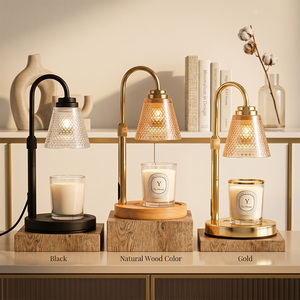 Lampe <span class=keywords><strong>chauffe</strong></span>-bougie en verre texturé avec cadre métallique, à intensité variable, diffuseur de <span class=keywords><strong>cire</strong></span> sans flamme, <span class=keywords><strong>chauffe</strong></span>-bougie sans flamme, décoration d'intérieur, lumière aromatique - Product Image 1