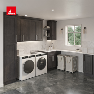 Allandcabinet phong cách truyền thống tối màu xám rắn gỗ Shaker tùy chỉnh Tủ bếp MDF PVC sơn mài đá cẩm thạch/<span class=keywords><strong>Laminate</strong></span> sử dụng nhà - Product Image 3