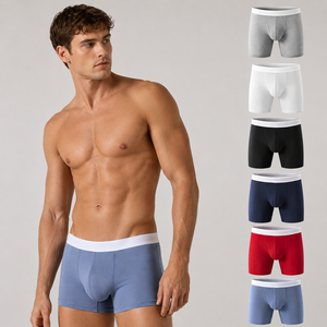 <span class=keywords><strong>Boxer</strong></span> da Uomo in Cotone e Spandex a Vita Media, Morbidi, Traspiranti, ad Asciugatura Rapida, Freschi, Senza Risalenti, per Uso Quotidiano, Sport e Palestra - Product Image 1