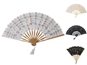 Abanico <span class=keywords><strong>de</strong></span> Encaje Blanco Retro Vintage Elegante <span class=keywords><strong>para</strong></span> Mujer, Abanico <span class=keywords><strong>de</strong></span> Boda <span class=keywords><strong>de</strong></span> Bambú y <span class=keywords><strong>Algodón</strong></span> Hecho a Mano con Decoración Pintada - Product Image 3