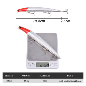 Señuelos Duros Personalizados Tipo Minnow 184mm 24.5g, Señuelos de Pesca Minnow con Ojos 3D, Señuelo ABS en Blanco, Minnow de Hundimiento para Pesca desde Orilla y Pesca de Riberas - Product Image 3