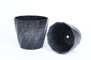 Wholesale Small Black Granite Speckle <b>Plastic</b> Plant <b>Pot</b> 9x6x8.5cm PP Twist Polygon Shape 2 Drainage Holes for Succulent Gift - Product Image 5