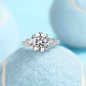 <span class=keywords><strong>Anello</strong></span> di Lusso con Moissanite Taglio Rotondo 5CT per Donne, <span class=keywords><strong>Argento</strong></span> Sterling S925 Placcato Oro 18K, Gioiello per Anniversario - Product Image 6