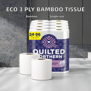 Cheap Disposable 1 Ply Eco Friendly Sustainable Toilet Tissue 12 Double Rolls 360 <b>Sheets</b> Per Roll Septic Safe <b>Bamboo</b> Toilet - Product Image 2