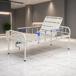 Cama de enfermería con manivela simple, estructura de tubo soldado, tabla de listones tipo C para fábrica, taller, sala de primeros auxilios, suministro para proyectos - Product Image 1