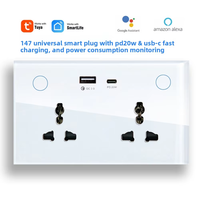 Prise intelligente 147 USB-C PD 20W à charge rapide avec écran tactile, Wi-Fi, Zigbee, étanche, 16A, mesure de la consommation, compatible Alexa pour la maison intelligente