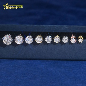 Hot bán sang trọng mạ vàng vượt qua Kim Cương Tester 925 Bạc <span class=keywords><strong>Stud</strong></span> 6 prongs vvs moissanite Bông tai - Product Image 4