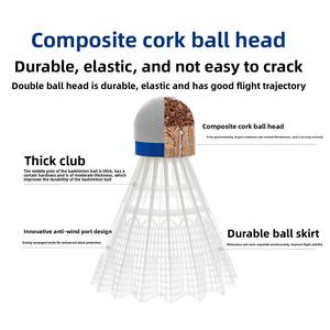 Volants de <span class=keywords><strong>badminton</strong></span> professionnels en nylon véritable pour adultes, super durables, double liège, pour compétitions et tournois en extérieur - Product Image 2