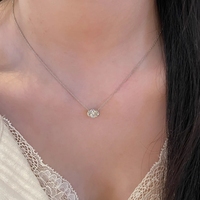 Collier pendentif de luxe pour femme en argent sterling 925 plaqué or 18 carats avec diamant de laboratoire taille ovale et zircon, certifié IGI