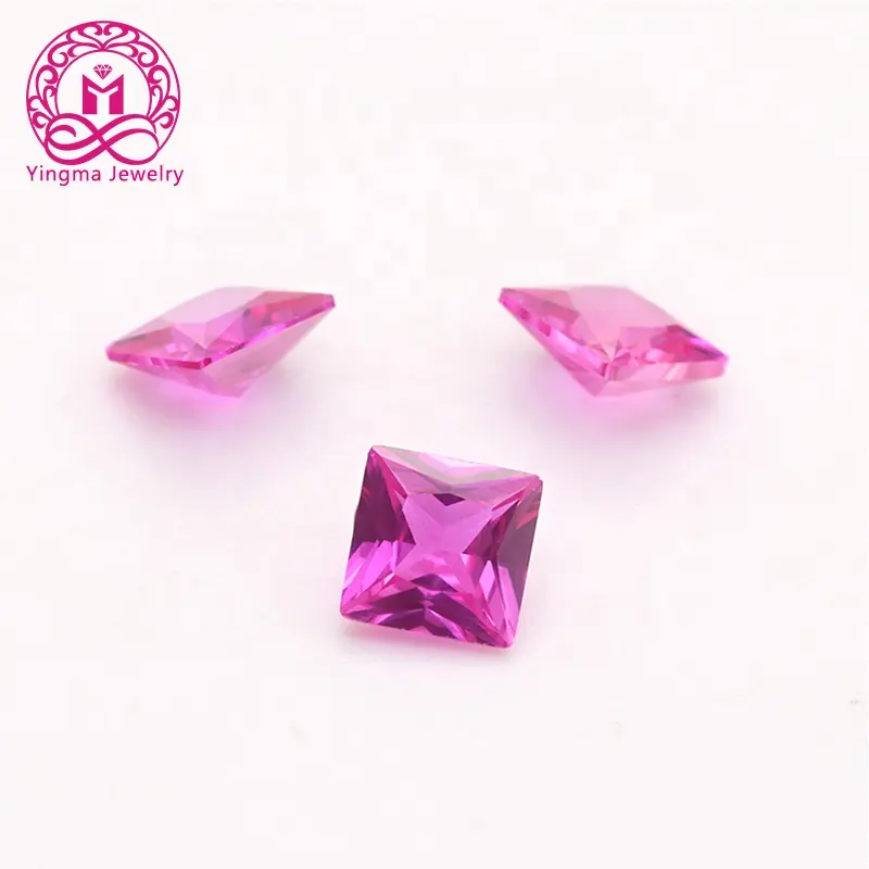 YINGMA rose saphir pierre précieuse coupe carrée 1.5x1.5mm à 10x10mm 3 # rose synthétique corindon rubis prix