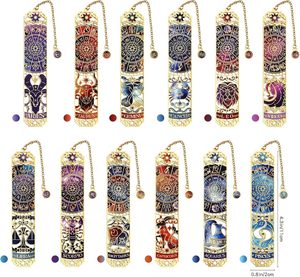 Segnalibro in Metallo Dorato con <span class=keywords><strong>Segni</strong></span> Zodiacali e Astrologici, Regalo a Tema <span class=keywords><strong>Oroscopo</strong></span> per Uomini, Donne, Ragazze, Studenti e Amanti <span class=keywords><strong>dei</strong></span> Libri, Basso MOQ - Product Image 3