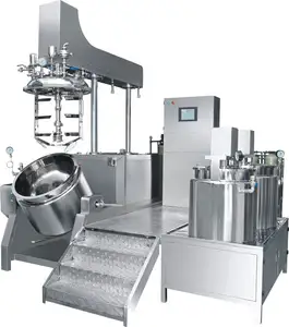 O vácuo 100L hidráulico do levantamento homogeneização emulsionando o misturador para a loção/creme do corpo
