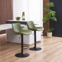 Tabourets de Bar Pivotants à Hauteur Réglable et Design Moderne en Cuir Synthétique PU avec Velours pour Cuisine, Salle à Manger, Salon Extérieur