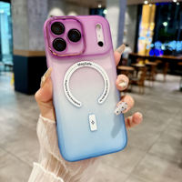 Coque de téléphone magnétique en silicone TPU souple à dégradé bicolore pour iPhone 17 16 15 14 13 18 Pro Max avec protection de l'objectif de l'appareil photo