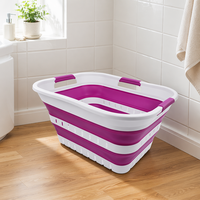 Panier à linge pliable en silicone, bac à laver portable avec poignées de transport pour la maison, la salle de bain et le rangement extérieur des vêtements