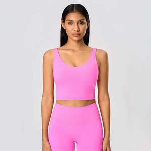 FANCO classique sport <span class=keywords><strong>d</strong></span>ébardeurs femmes col en V sans manches chemise athlétique <span class=keywords><strong>d</strong></span>ébardeur Lulu Slim Fit U dos Gym rembourré haut court Yoga <span class=keywords><strong>soutien</strong></span>-<span class=keywords><strong>gorge</strong></span> - Product Image 3