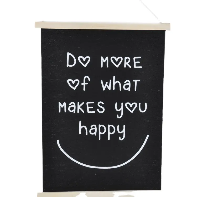 do what makes you happy black cotton canvas banner wall decor