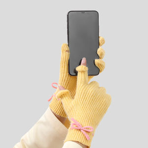 Guantes de Punto para Mujer, Diseño con Lazo, Pantalla Táctil, para Otoño e Invierno, Ideales para el Día a Día, Conducir y Ciclismo - Product Image 5