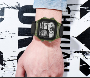 Reloj Deportivo Digital con Pantalla LED, Resistente al Agua, con Caja de Plástico y Cristal Cuadrado, Alarma, <span class=keywords><strong>Cronómetro</strong></span>, para Hombre, Venta al Por Mayor - Product Image 5