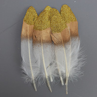 Plumes d'oie à pointe dorée, plumes d'oie naturelles teintées pour coiffure de fête, tenue de danse, accessoires faits main DIY